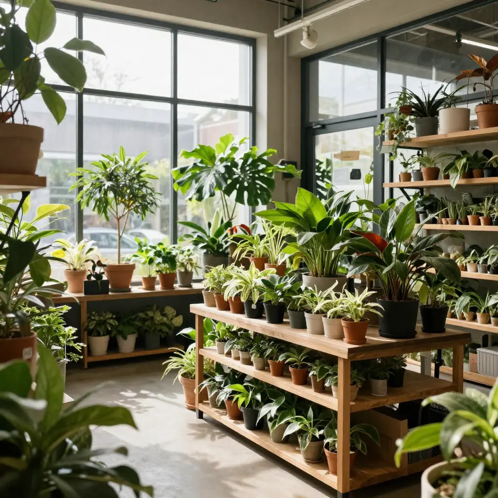 Collection of indoor plants in modern interior